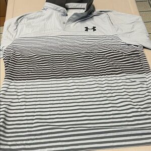 Under Armour Men's Polo Shirt with Black and Gray Stripes